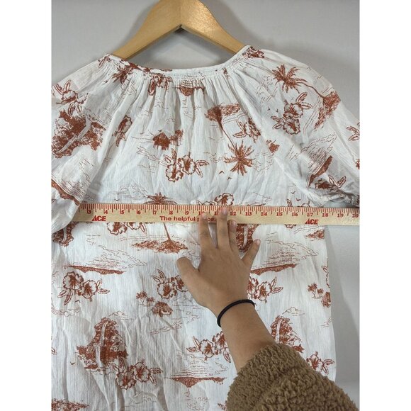 Madewell Smocked Button Down Top in Paradise Voile Size Small Short Sleeve - Picture 7 of 9